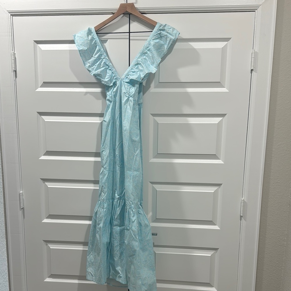 Mott50 Light Blue Ruffled Maxi Dress